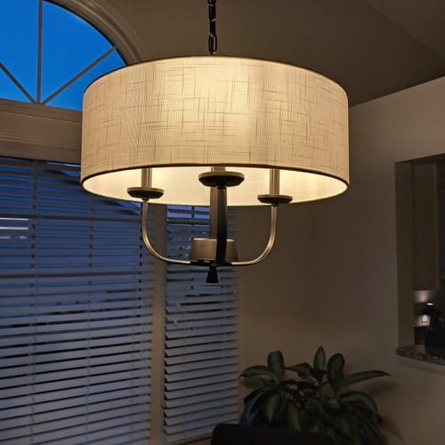 Customer photo review of 3-Light Candle Style Large Fabric Drum Cage Chandelier