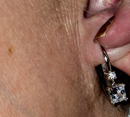 Customer photo review of Solitaire 3.2ct Princess CZ Leverback Earrings in Sterling Silver