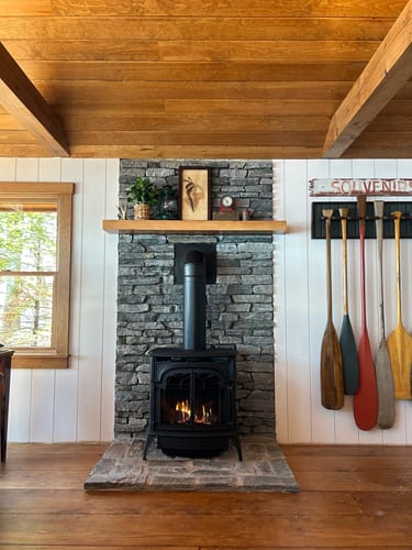 Customer photo review of Distressed 3" Thick Floating Shelves