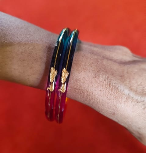 Customer photo review of "Mayur A Colorful Peacock Style!" - 916 22k Gold Bangles (Multicolour)