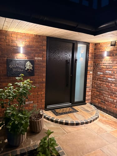 Customer photo review of 12W LED Interior / Exterior Wall Light Up Down Front Opal Diffuser IP65 Black Aluminum, 1.5M Pre-wired cable