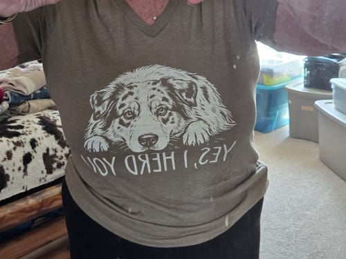 Customer photo review of Australian Shepherd Herd You V-Neck Tee