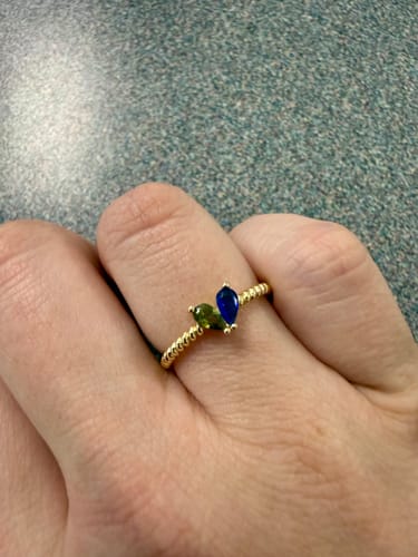 Customer photo review of Custom Tiny Heart Birthstone Adjustable Ring