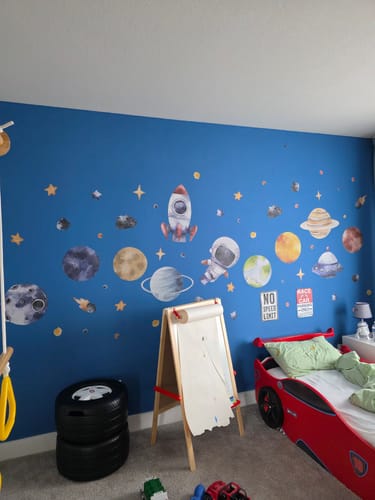 Customer photo review of Watercolor Space Wall Decals