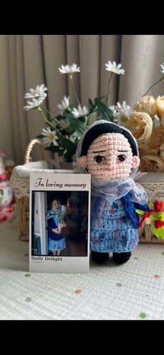 Customer photo review of Dolly® Personalized Crochet Doll with Photo Card