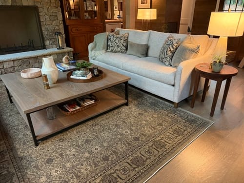 Customer photo review of Square Industrial Modern Coffee Table with Lower Shelf