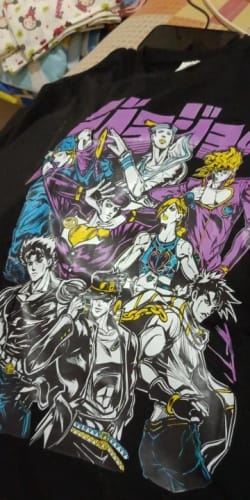 Customer photo review of Jojo's Bizarre Adventure T-shirt Anime Manga Graphic Design Shirt Tee All Size