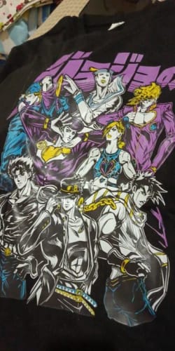 Customer photo review of Jojo's Bizarre Adventure T-shirt Anime Manga Graphic Design Shirt Tee All Size