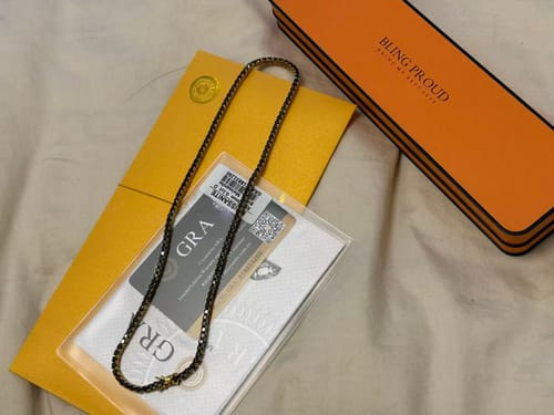 Customer photo review of S925 Black Moissanite Tennis Chain Necklace in 14K Gold - All Sizes