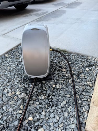 Customer photo review of Ground-Mounted Retractable Hose Reel 82ft-130ft