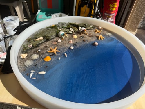 Customer photo review of 24" Round x 2" Deep Silicone Mold For Epoxy Resin - Coffee Table / End Table Mold