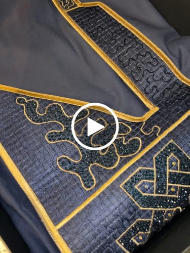 Customer video review of Blue Relaxed Print Agbada with Stone Detail