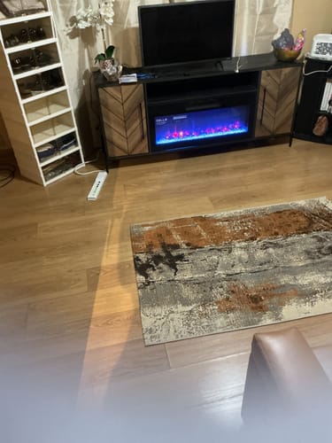 Customer photo review of Harper 68" Chevron Door Fireplace TV Stand