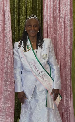 Customer photo review of Pearl Soror Sash