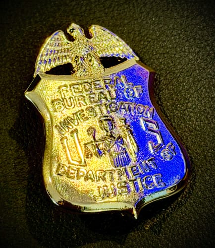 Customer photo review of FBI Special Agent Badge Solid Copper Exact Replica Movie Prop