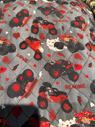Customer photo review of Hearts and Havoc Bamboo Quilted Blanket (Manufacture Defect)