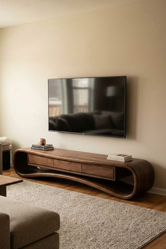 Customer photo review of Minimalist Live Edge TV Stand For Living Room