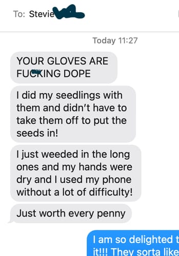 Customer photo review of grass mid rise gloves
