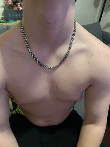 Customer photo review of Cuban Chain (White Gold) 8mm Set