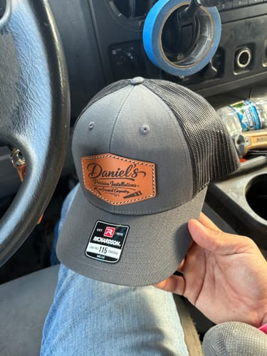 Customer photo review of Premium Custom Leather Patch Hats (Wholesale)