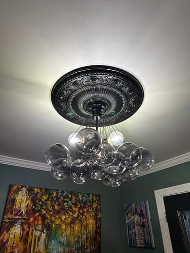 Customer photo review of Art Deco Color Cluster Glass Globe Bubble Chandelier