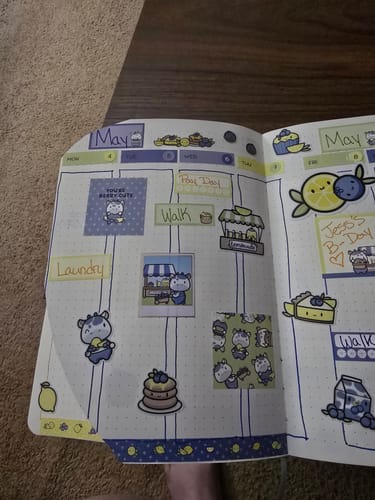 Reviewer's weekly spread in the Starter Planner decorated with many colorful stickers.