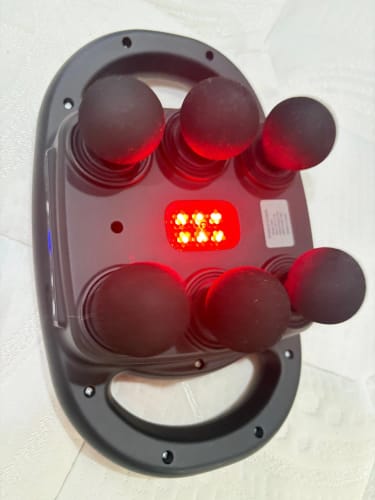 Customer photo review of LINGTENG Massage Gun Deep Tissue Massager - 6 Heads, 9 Gears 4 Modes, Handheld Back Muscle Percussion, Perfect Gift