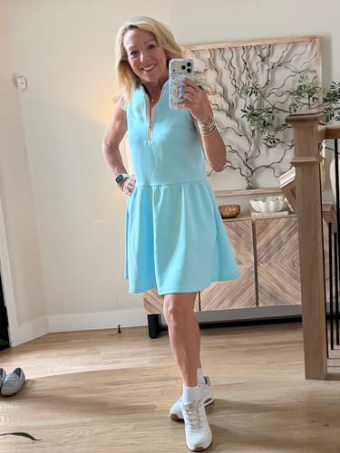 Customer photo review of SSYS Augusta Contrast Zipper Scuba Dress In Baby Blue