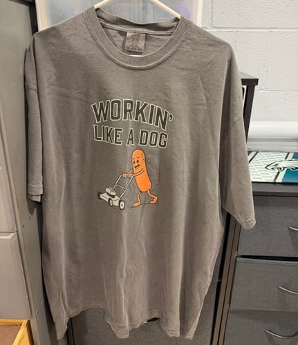 Customer photo review of Workin' Like a Dog — Premium Tee