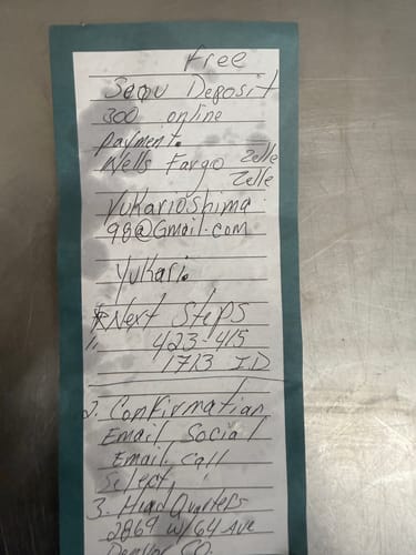 Reviewer's handwritten notes detailing information related to their review.