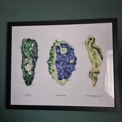 Customer photo review of Custom Golf Print – Your Top 3 Holes in One Artwork