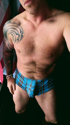 Customer photo review of 3 Pack Men’s Plaid Cotton Trunks with Button Fly