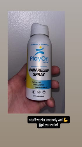 Customer photo review of PlayOn Pain Relief Spray