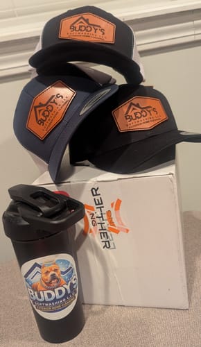 Customer photo review of Premium Custom Leather Patch Hats (Wholesale)