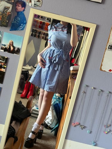 Customer photo review of Gingham Babydoll Coquette Dress
