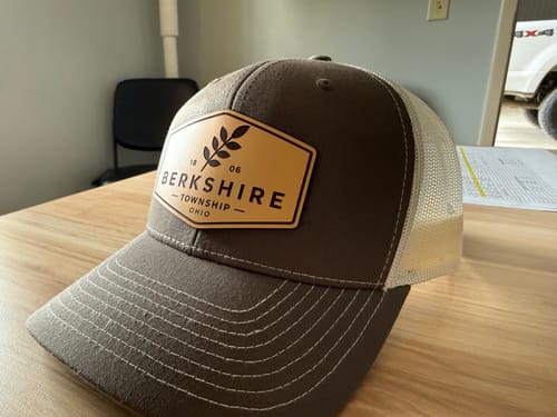 Customer photo review of Richardson 112 Genuine Leather Patch Hats Laser Engraved