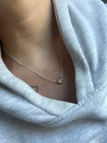 Customer photo review of Amo Heart Necklace in Silver