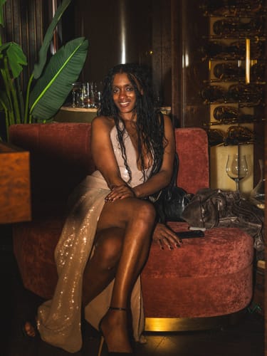 Customer photo review of Zoe Gown in Nude by Sau Lee - RENTAL