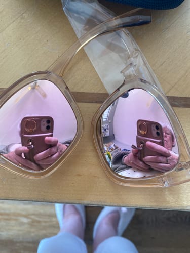 Customer's photo of the polarized fit over sunglasses that arrived with a broken frame.