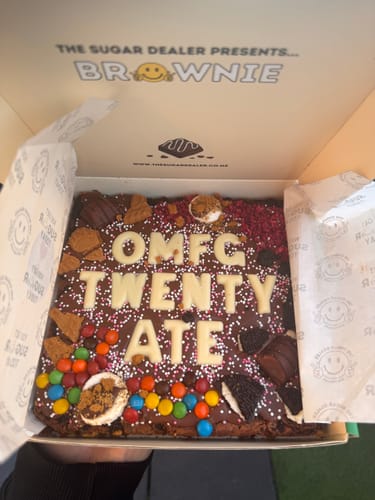 Customer photo review of Custom message loaded brownie