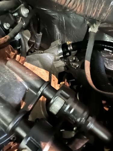 Customer's close-up of the Silicone 4 Ply Line installed in the engine bay of a Ford F-350.