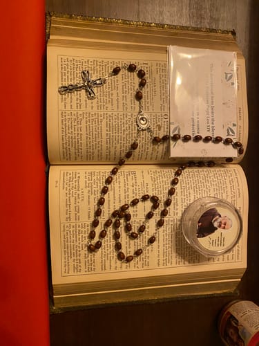 Customer photo review of St. Padre Pio Relic Rosary Blessed By Pope Leo XIV w/ 2nd Class Relic