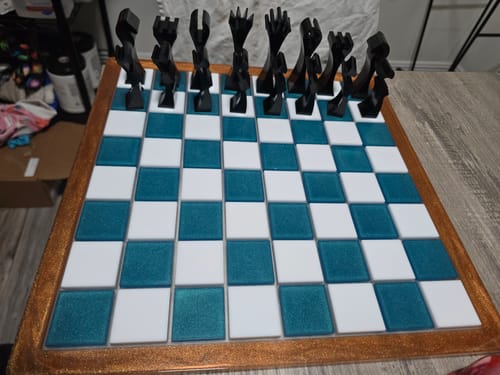 Customer photo review of 14.5x14.5x0.5" Medium Chess Board Silicone Mold With 1.5" Squares