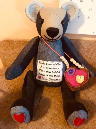 Customer photo review of Memory Bear PDF Pattern Approx 25cm Seated