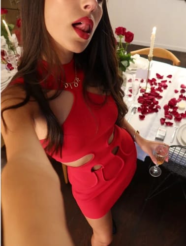 Customer photo review of Gisele Off-Shoulder Halter Mini Dress