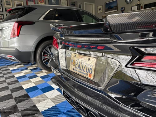 Customer photo review of Corvette C8 Z06 DRY CARBON FIBER License Plate Backing