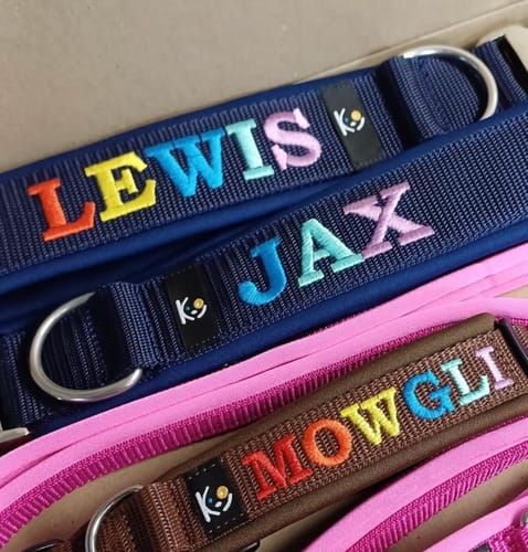 Customer photo review of Personalised Dog Collar with Name - Neoprene - XL | Extra wide 5 cm