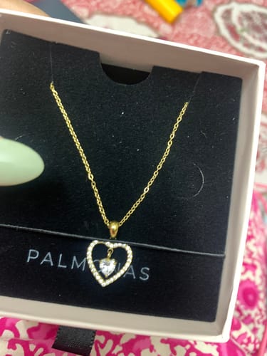 Customer photo review of Glitz Knot Halo Heart Pendant Necklace