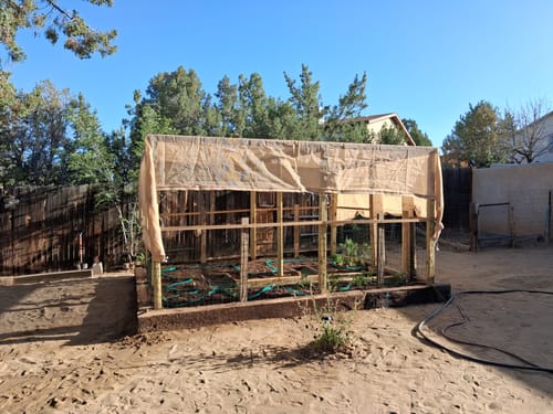 Customer photo review of Tan Mesh Tarp - 70% Shade