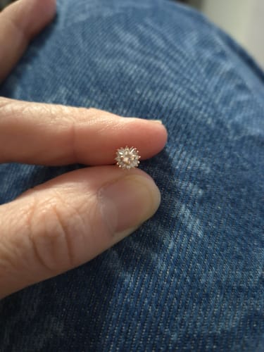 Customer photo review of Morganite & Diamond Ballerina Stud Earrings in 9ct Rose Gold